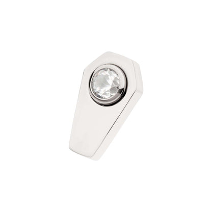 Titanium Internally Threaded Coffin Top with Bezel Set Round CZ