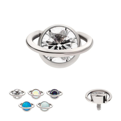 Titanium Internally Threaded Planet Top with Bezel Set Round CZ/Opal