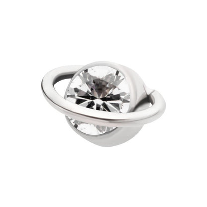 Titanium Internally Threaded Planet Top with Bezel Set Round CZ/Opal