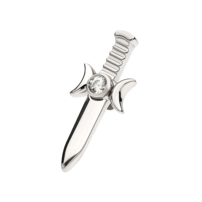 Titanium Internally Threaded with Bezel Set 2mm CZ/Opal Triple Moon Phase Dagger Top
