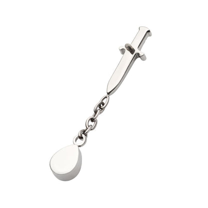 Titanium Internally Threaded Dagger Top with Bezel Set Teardrop Opal Chain Dangle