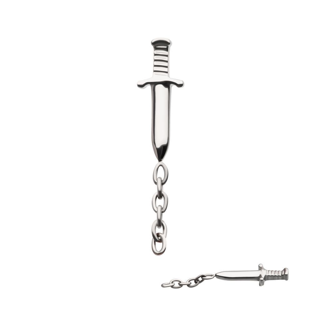 Titanium Internally Threaded Dagger Top with Dangle 8mm Chain