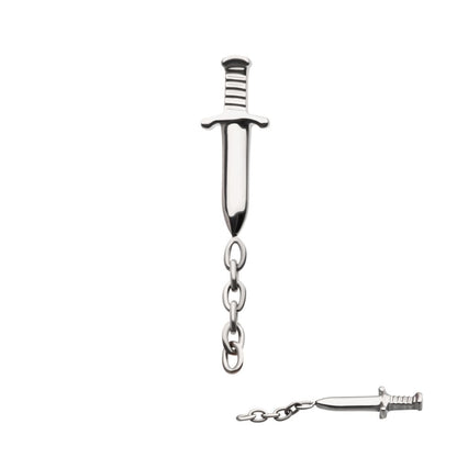 Titanium Internally Threaded Dagger Top with Dangle 8mm Chain
