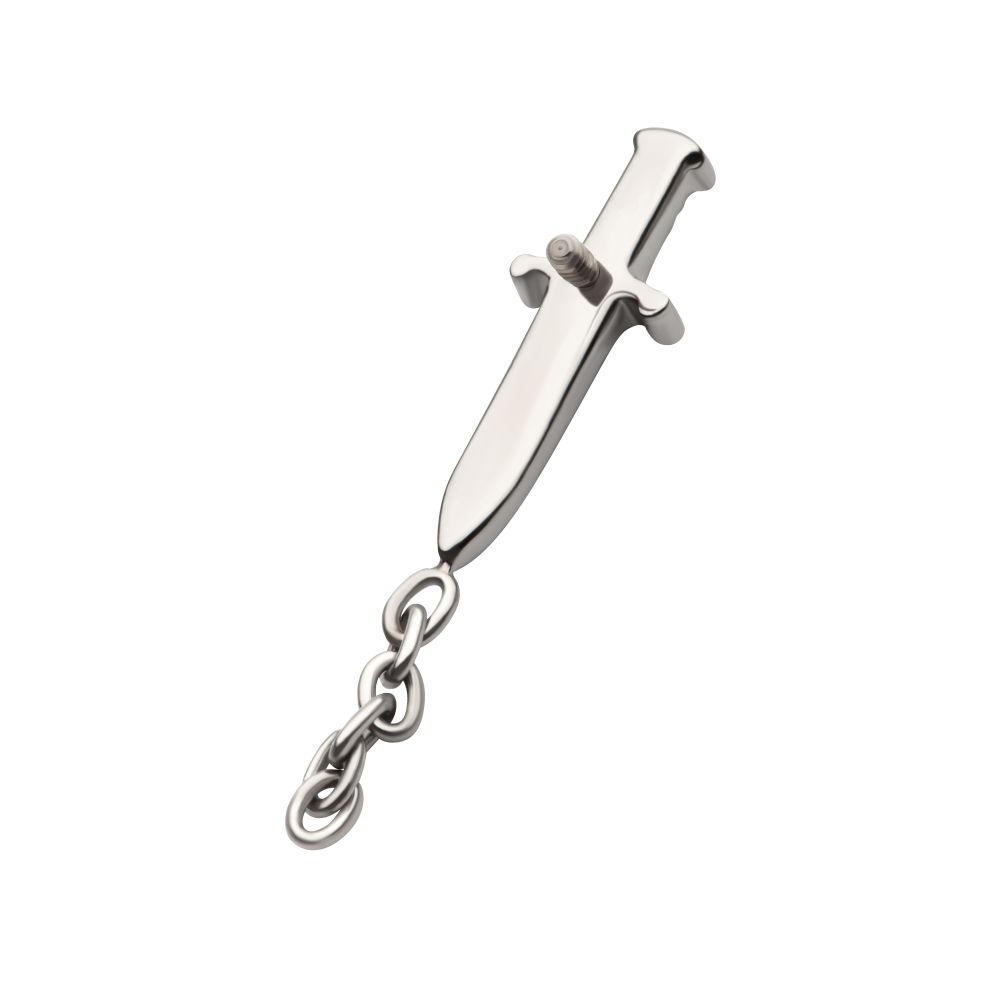 Titanium Internally Threaded Dagger Top with Dangle 8mm Chain
