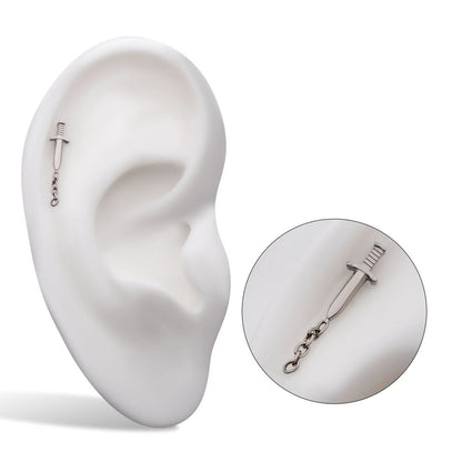 Titanium Internally Threaded Dagger Top with Dangle 8mm Chain