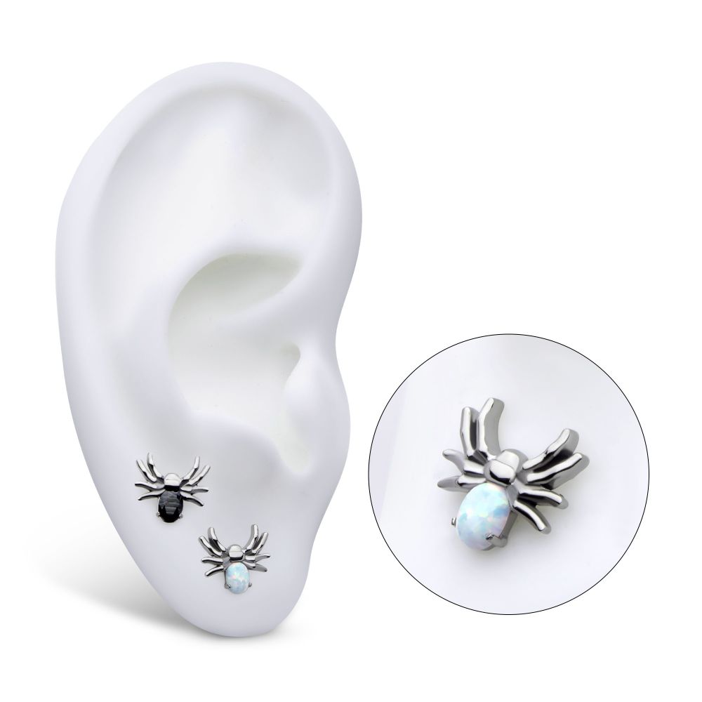 Titanium Internally Threaded Prong Set Opal/CZ Spider Top
