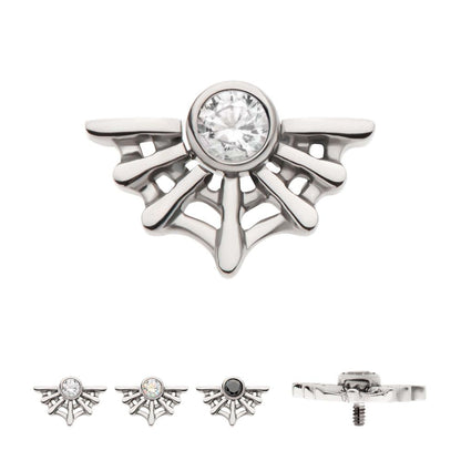 Titanium Internally Threaded Bezel Set CZ Spiderweb Top