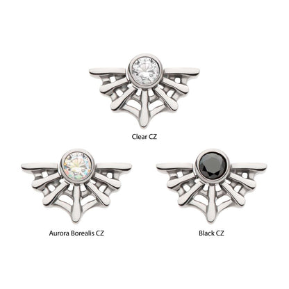 Titanium Internally Threaded Bezel Set CZ Spiderweb Top