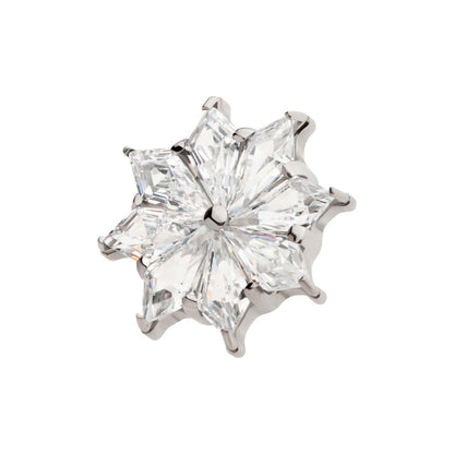 Titanium Internally Threaded 8-Cluster Prong Set Kite Shape CZ Flower Top
