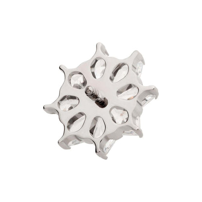 Titanium Internally Threaded 8-Cluster Prong Set Kite Shape CZ Flower Top