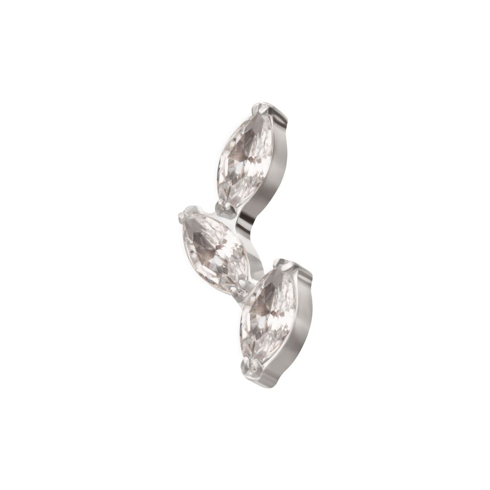 Titanium Internally Threaded Vine Shape Top with 3-Tier Full Clear CZ Gem Marquise