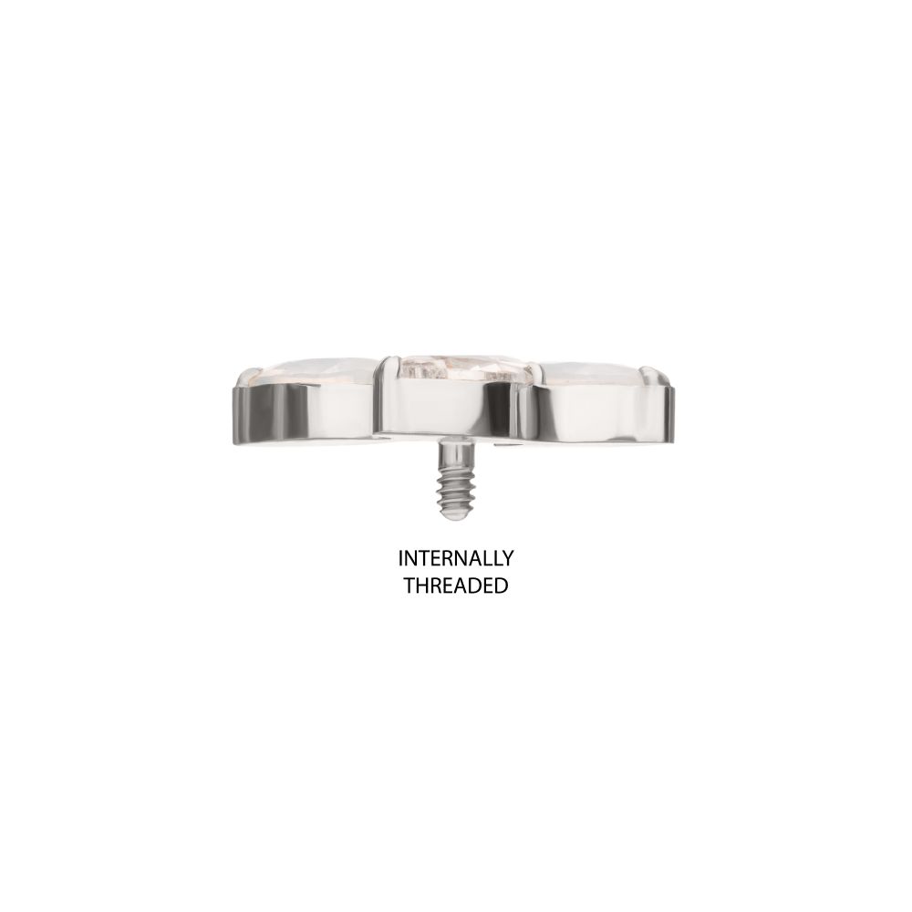 Titanium Internally Threaded Vine Shape Top with 3-Tier Alternating Opalite/CZ Marquise