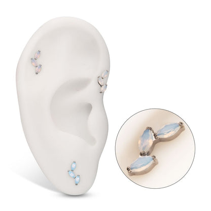Titanium Internally Threaded Vine Shape Top with 3-Tier Full Opalite Marquise