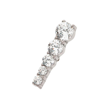 Titanium Internally Threaded Cascading Prong Set Round CZ Gem 5-Cluster Top