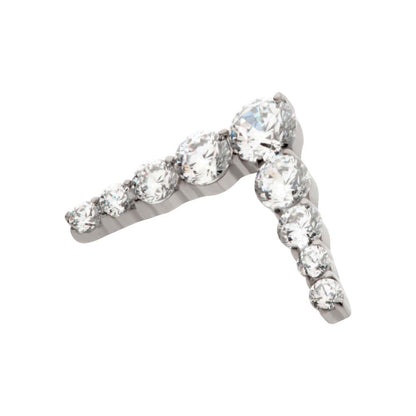 Titanium Internally Threaded 9-Cluster Prong Set Round CZ Chevron Shape Top