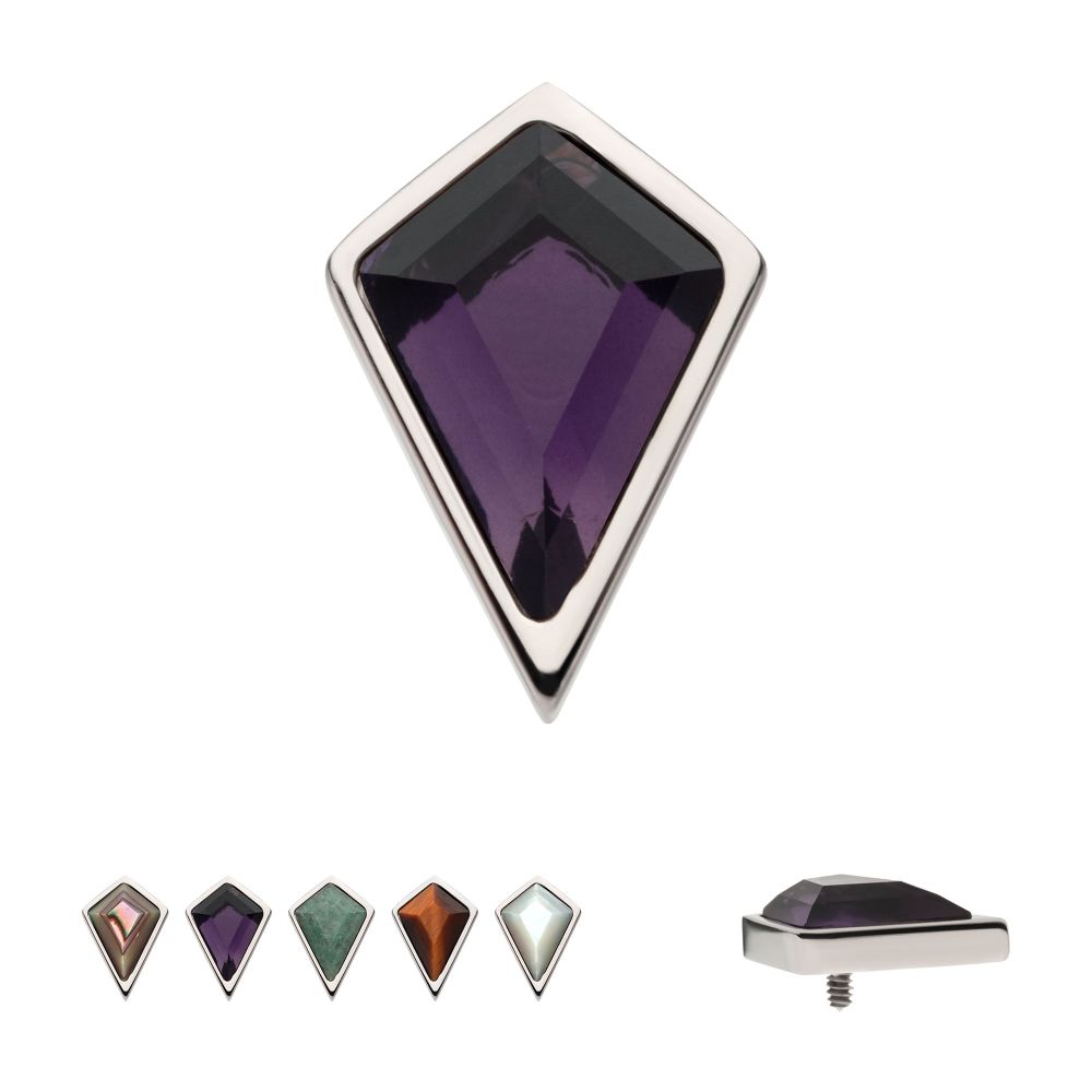 Titanium Internally Threaded Bezel Set Kite Shape Stone Top
