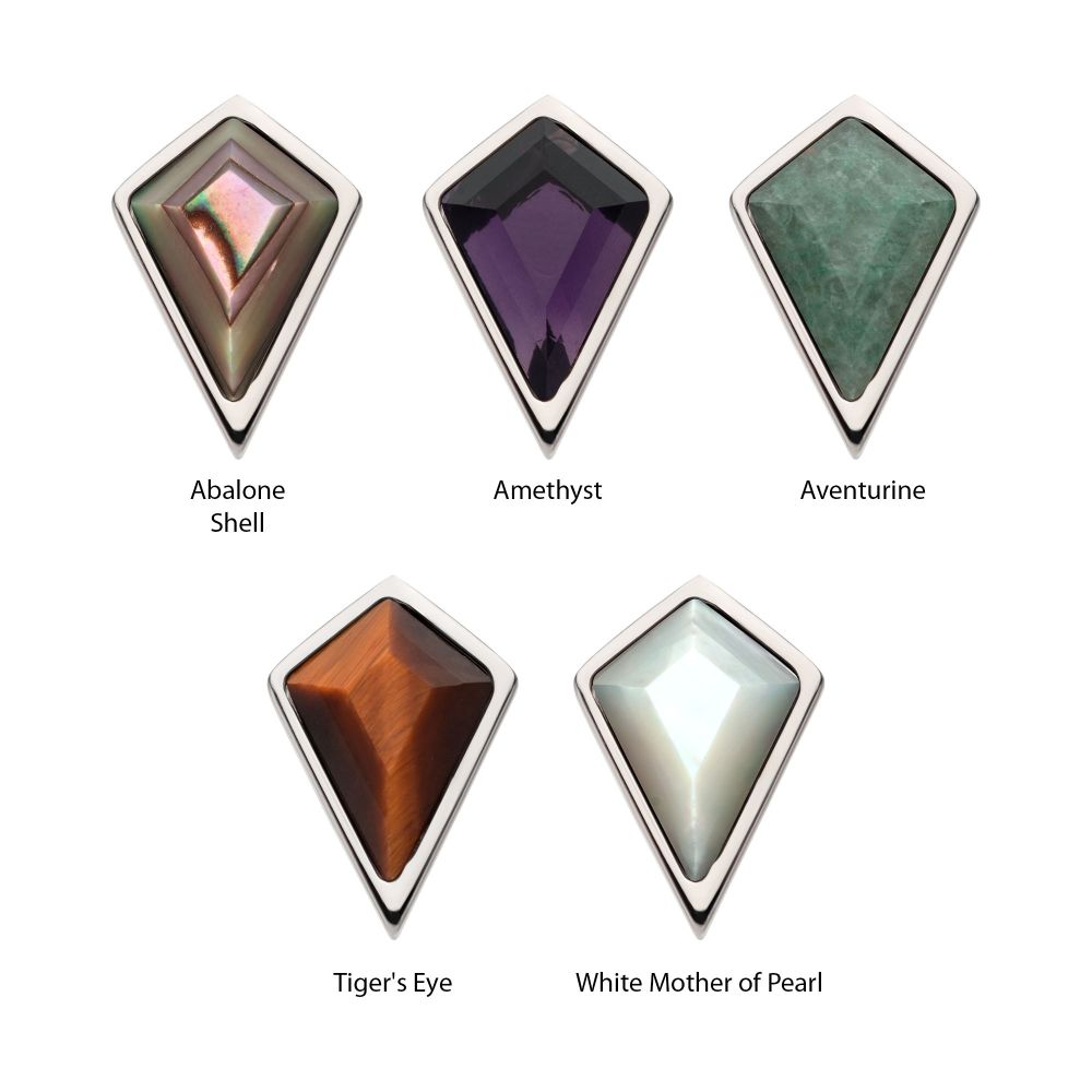 Titanium Internally Threaded Bezel Set Kite Shape Stone Top