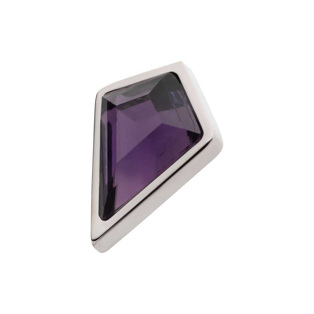 Titanium Internally Threaded Bezel Set Kite Shape Stone Top