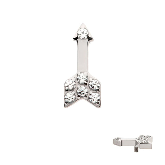 Titanium Internally Threaded Pave Set Round CZ Gem Arrow Top