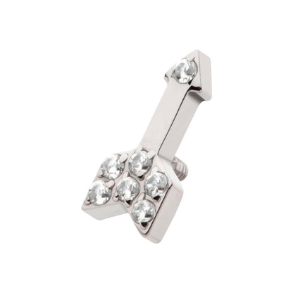 Titanium Internally Threaded Pave Set Round CZ Gem Arrow Top