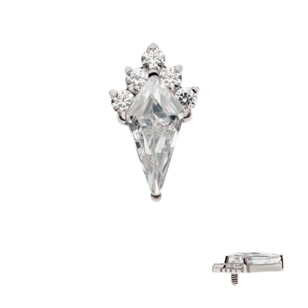 Titanium Internally Threaded Kite Shape with 5-Cluster Round CZ Gem Top