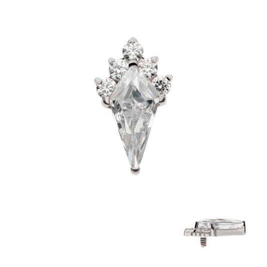 Titanium Internally Threaded Kite Shape with 5-Cluster Round CZ Gem Top