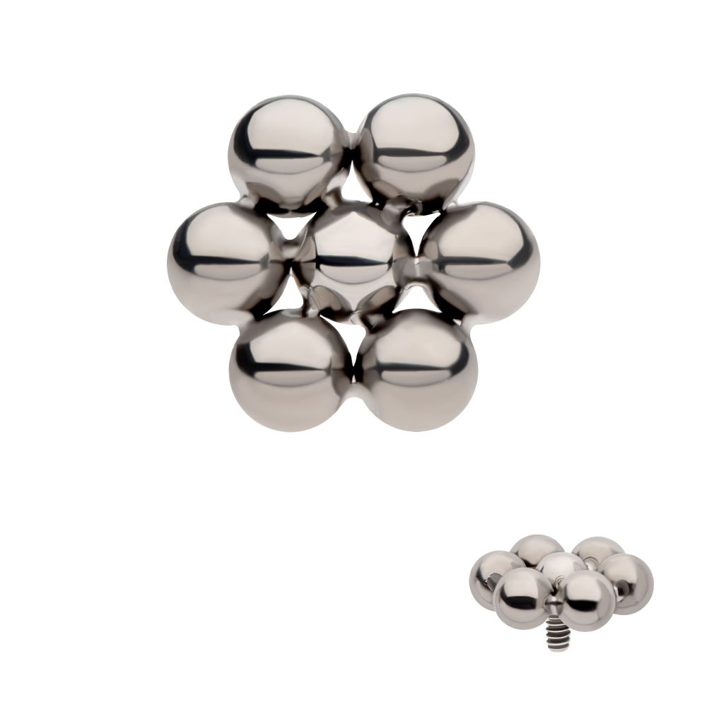 Titanium Internally Threaded 7 Beads Hexagon Shape Top