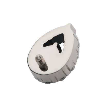 Titanium Internally Threaded Round CZ Center Hollow Teardrop Shape Top
