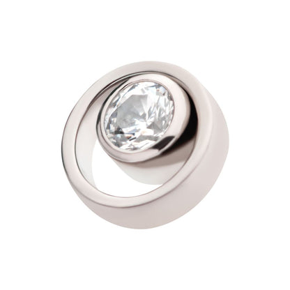 Titanium Internally Threaded with Bezel Set CZ in a Cut Out Circle Top