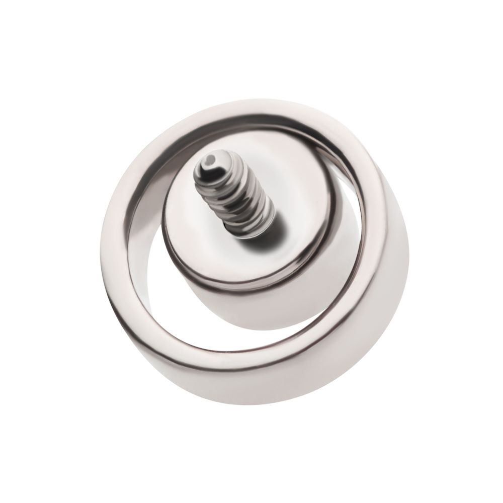 Titanium Internally Threaded with Bezel Set CZ in a Cut Out Circle Top