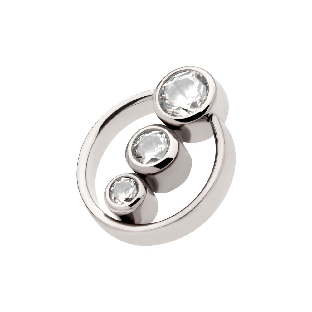 Titanium Internally Threaded with Bezel Set 3-Cluster CZ & Cut Out Circle Top