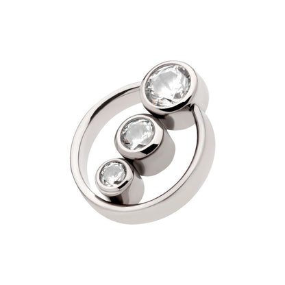 Titanium Internally Threaded with Bezel Set 3-Cluster CZ & Cut Out Circle Top