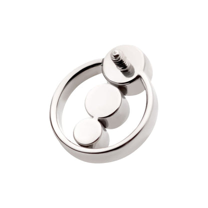 Titanium Internally Threaded with Bezel Set 3-Cluster CZ & Cut Out Circle Top