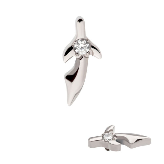 Titanium Internally Threaded with Center Prong Set CZ Dagger Top