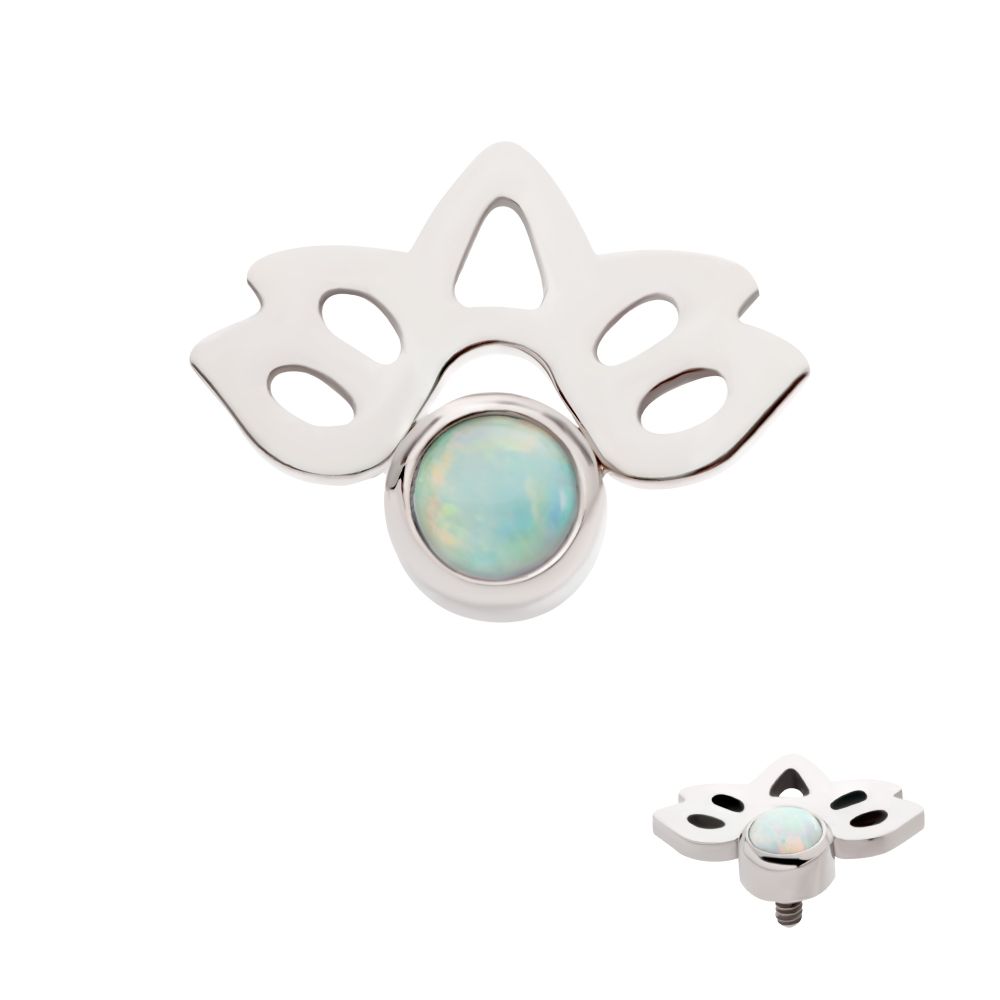 Titanium Internally Threaded with Bezel Set Opal Lotus Flower Top
