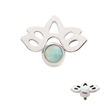 Titanium Internally Threaded with Bezel Set Opal Lotus Flower Top