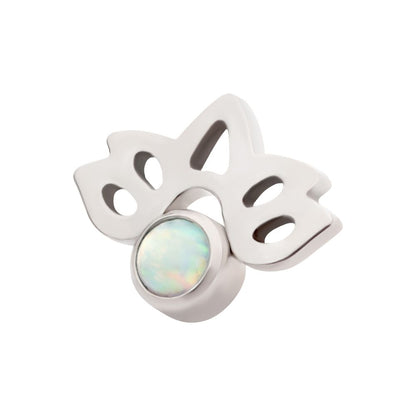 Titanium Internally Threaded with Bezel Set Opal Lotus Flower Top