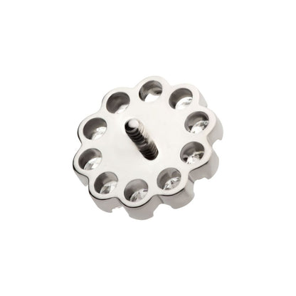 Titanium Internally Threaded Flower Top with 11 Clear CZ