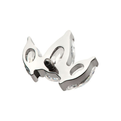 Titanium Internally Threaded 3 Cluster Top with Prong Set Teardrop & Marquise CZ