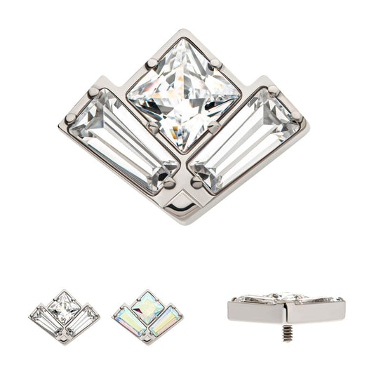 Titanium Internally Threaded Baguette & Princess Gem Fan Shape Top