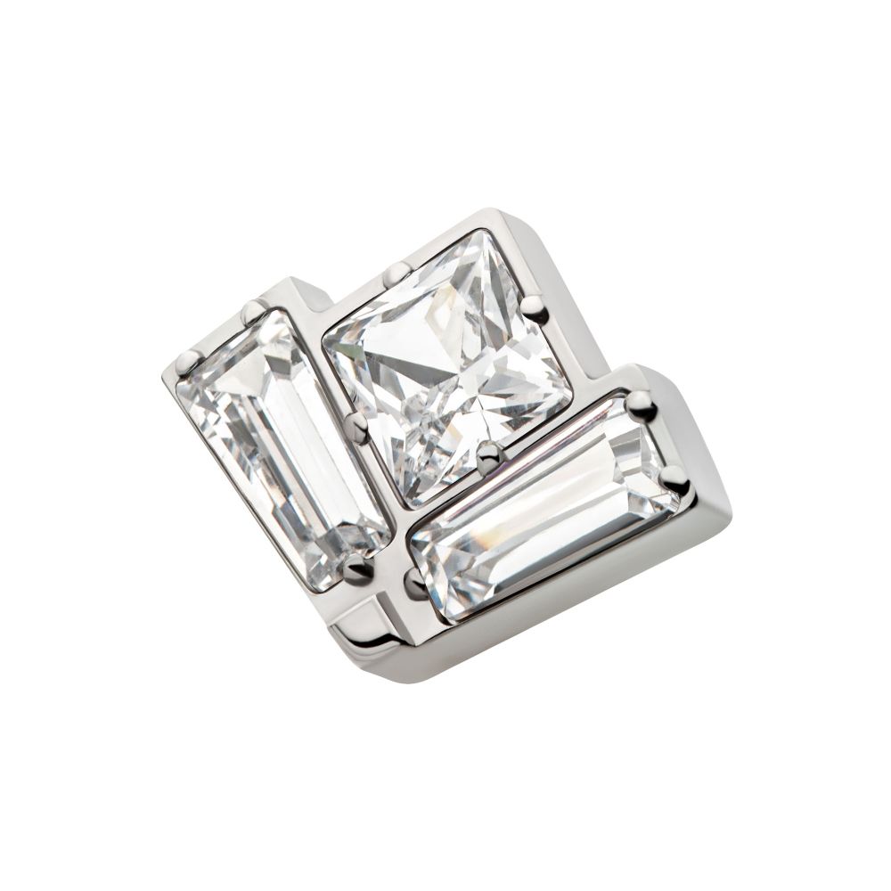 Titanium Internally Threaded Baguette & Princess Gem Fan Shape Top