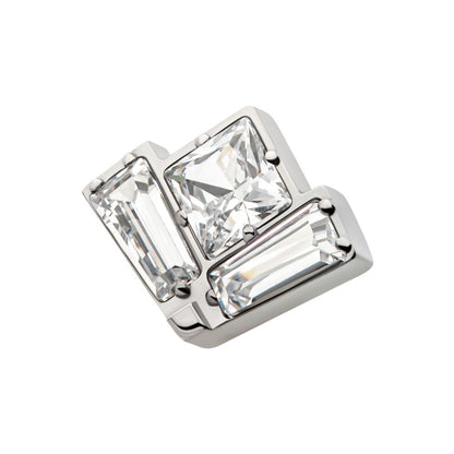 Titanium Internally Threaded Baguette & Princess Gem Fan Shape Top