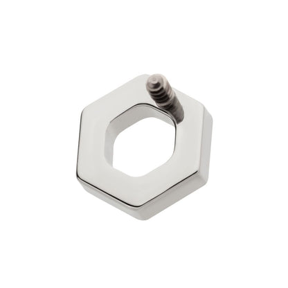 Titanium Internally Threaded Pave Set Round CZ Gem Hexagon Top