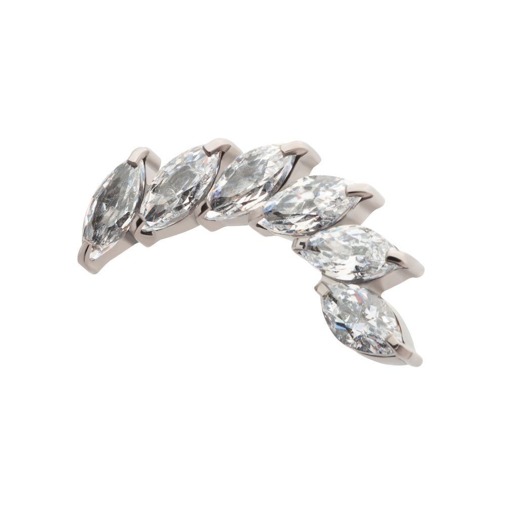 Titanium Internally Threaded Prong Set Marquise CZ Staggered 6-Cluster Top
