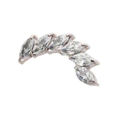 Titanium Internally Threaded Prong Set Marquise CZ Staggered 6-Cluster Top