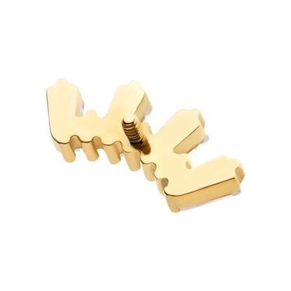 24Kt Gold PVD Titanium Internally Threaded Prong Set Baguette & Round CZ 7-Cluster Top