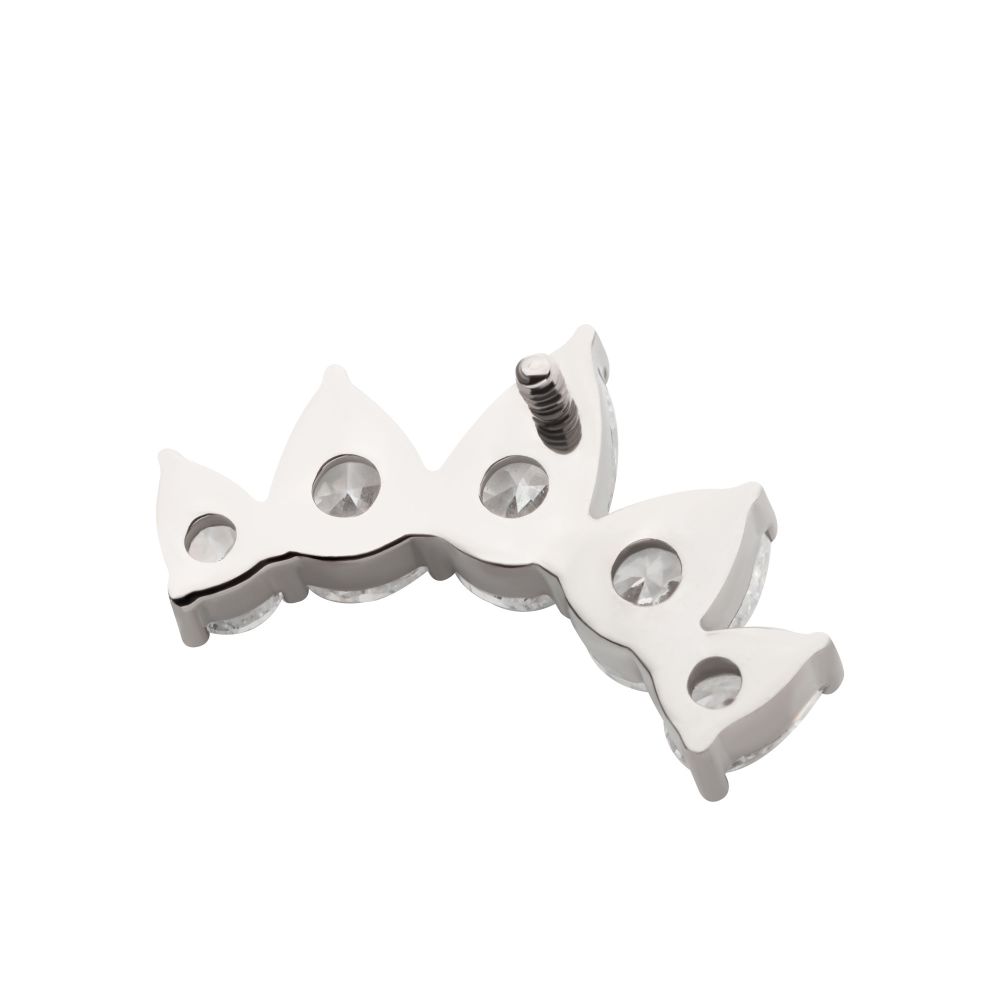 Titanium Internally Threaded Prong Set Teardrop CZ 5-Cluster Fan Shape Top