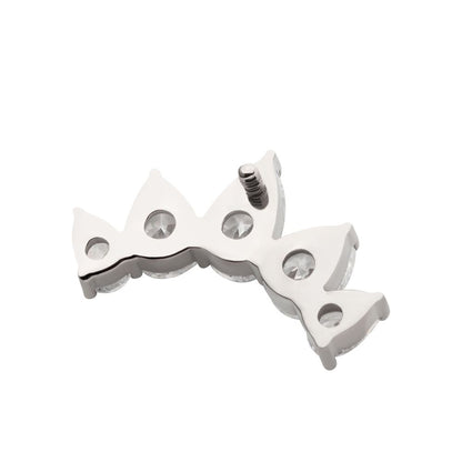 Titanium Internally Threaded Prong Set Teardrop CZ 5-Cluster Fan Shape Top