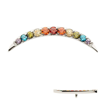 Titanium Internally Threaded Multicolor CZ Curved Bar Top