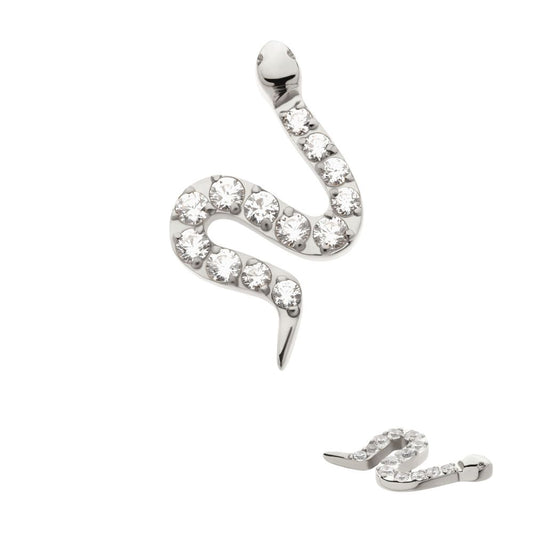 Titanium Internally Threaded Pave Set 13 Clear CZ Snake Top
